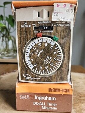 Ingraham DO-ALL Timer McGraw-Edison 24 Hour Plug In Woodgrain NOS - Vintage